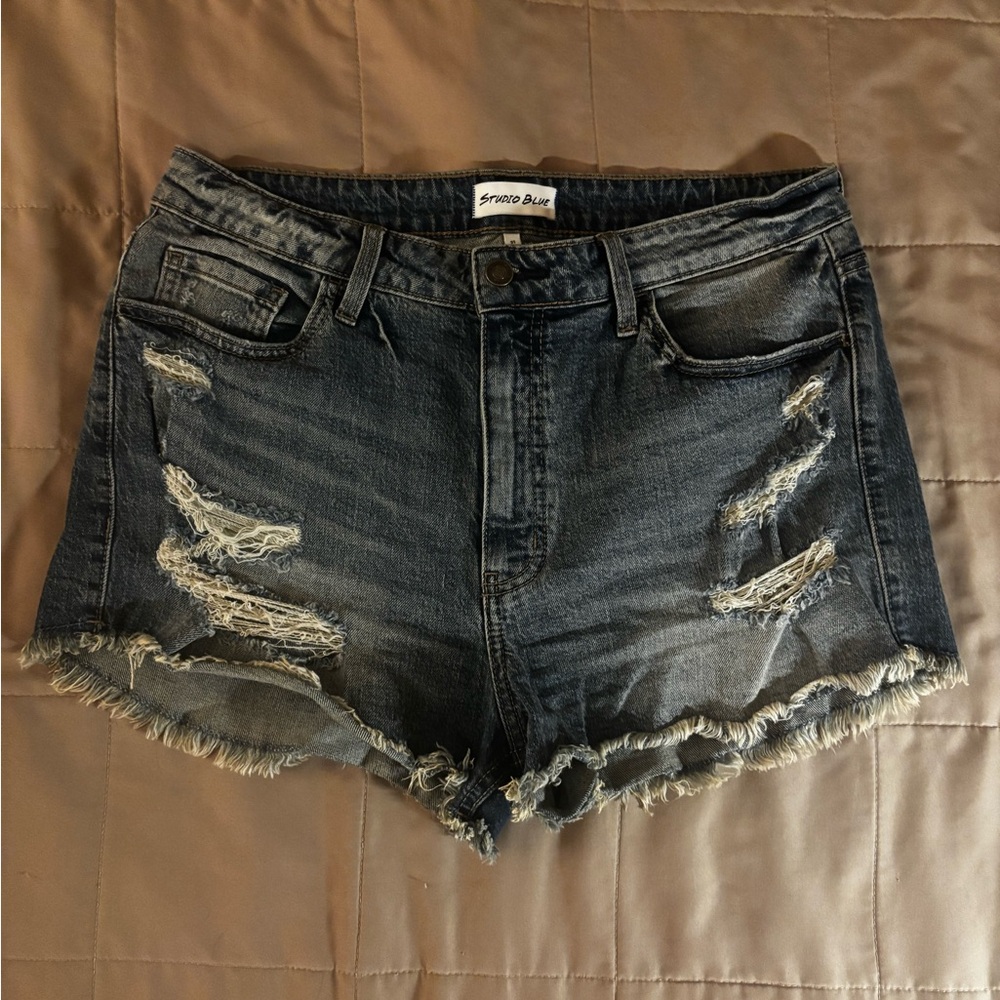 Studio Distressed Dark Blue Denim Women’s Shorts